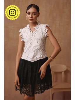 BOHO-CHIC By Sukriti Jain - White Monochrome Lace Mini Dress