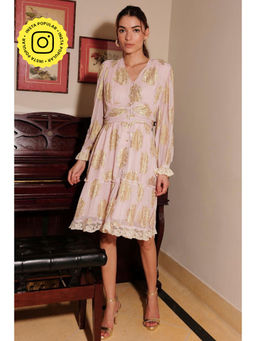 BOHO-CHIC By Sukriti Jain - Pink Metallic Roseate Knee Length Dress
