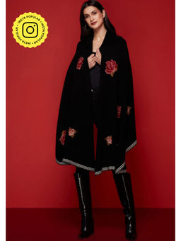 BOHO-CHIC By Sukriti Jain - Womens Enchanted Floral Embroidered Woollen Cape