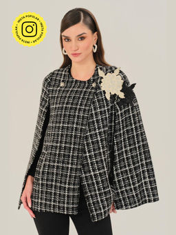 BOHO-CHIC By Sukriti Jain - Womens Metallic Classic Tweed Cape