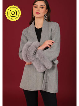 BOHO-CHIC By Sukriti Jain - Womens The Marino Winter Coat- Soft Grey