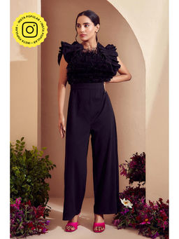 BOHO-CHIC By Sukriti Jain - Feather Trimmed Ruffled Jumpsuit