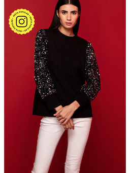 BOHO-CHIC By Sukriti Jain - Black Downtown Sequin Top