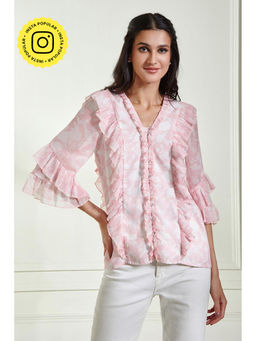 BOHO-CHIC By Sukriti Jain - Pink Sweetheart Ruffle Top