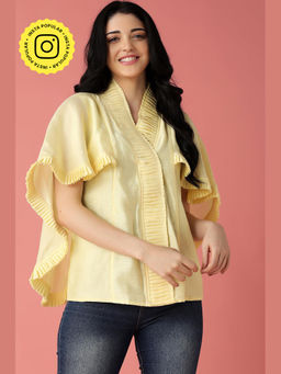 BOHO-CHIC By Sukriti Jain - Yellow Cape Sleeved Top