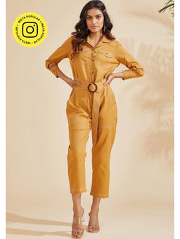 BOHO-CHIC By Sukriti Jain - Utility Mustard Collar Neck Jumpsuit
