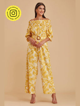 BOHO-CHIC By Sukriti Jain - Yellow Sunny Printed Off Shoulder Jumpsuit