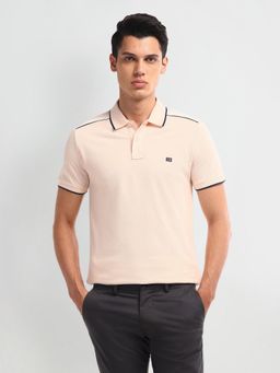 Arrow Sports - Peach Solid Cotton Polo T-Shirt