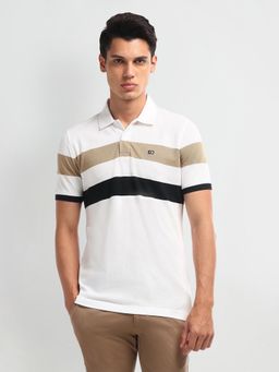Arrow Sports - Horizontal Stripe Cotton Polo T-Shirt