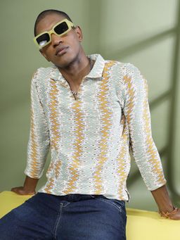 RIGO - Men Multicolored Crochet Polo T-Shirt