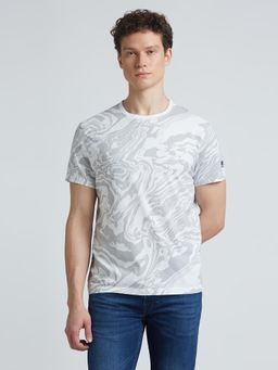 Pepe Jeans - White Abstract Print Short Sleeve T-Shirt
