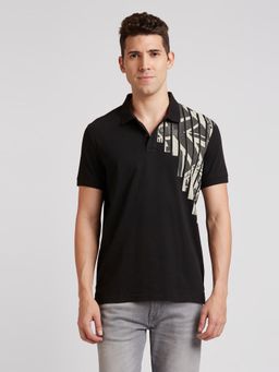 Pepe Jeans - Black Graphic Print Short Sleeve Polo