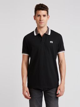Pepe Jeans - Black Ribbed Collar Short Sleeve Polo