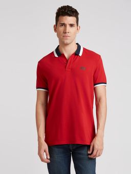 Pepe Jeans - Red Ribbed Collar Short Sleeve Polo
