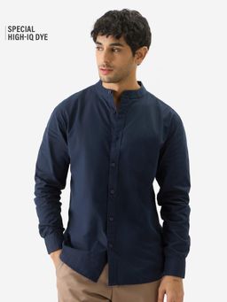 The Souled Store - Solids: Midnight Blue Mandarin Shirts