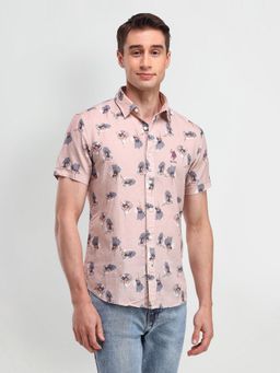 U.S. Polo Assn. Denim Co. - Floral Pink Half Sleeves Collar Neck Shirt