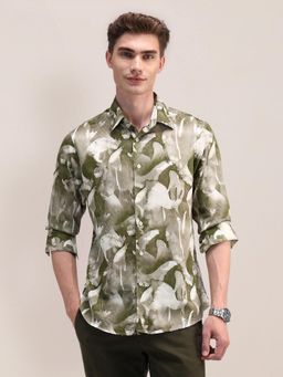 U.S. POLO ASSN. - Mens Olive Abstract Shirt