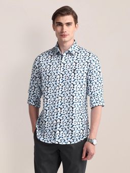 U.S. POLO ASSN. - Abstract Blue Full Sleeves Collar Neck Shirt