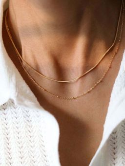 AQUASTREET - Dotted Chain Layered Necklace 18K Gold Plated Waterproof Anti-Tarnish