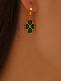 AQUASTREET - Clover Glass Drop Earrings for Women Anti-Tarnish Waterproof 18K Gold Plated