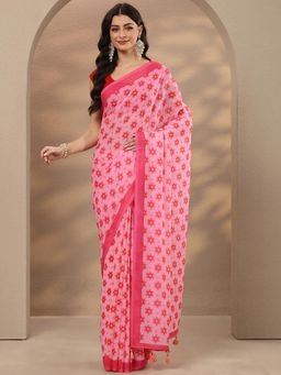 Libas - Floral Georgette Saree with Unstitched Blouse