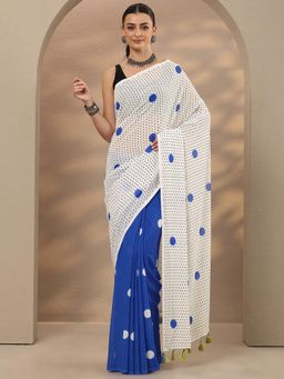 Libas - Blue Georgette Saree with Unstitched Blouse