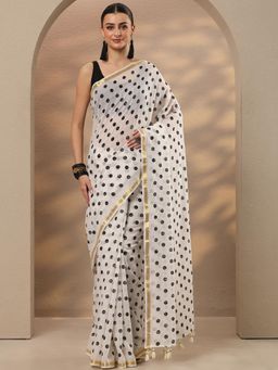 Libas - Printed Cotton Blend Saree with Unstitched Blouse