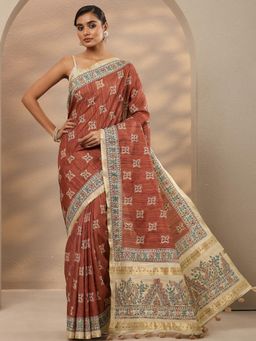 Libas - Mauve Silk Blend Saree with Unstitched Blouse