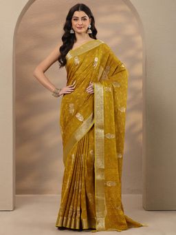 Libas - Woven Design Silk Blend Saree with Unstitched Blouse
