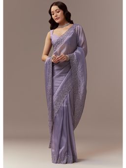 KALKI FASHION - Lavender Tissue With Cut Dana And Sequin Embroidered Saree with Unstitched Blouse