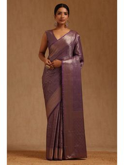 Soch - Womens Lavender Georgette Zari Woven Saree with Unstitched Blouse