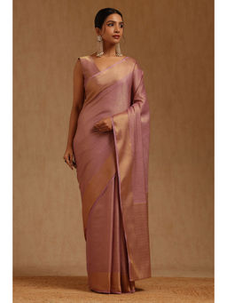 Soch - Womens Lavender Georgette Floral Woven Saree with Unstitched Blouse