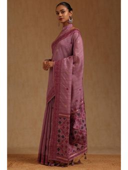 Soch - Womens Lavender Tusshar Woven Design Saree with Unstitched Blouse