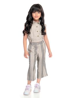 TINY BABY - Grey Cotton Fabric Printed Western Wear Culottes Set