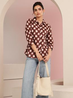Libas - Brown Printed Collar Neck Shirt