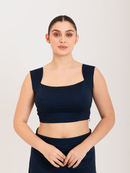 I AM BY DOLLYJAIN - Blue Solid/Plain Stitched Blouse