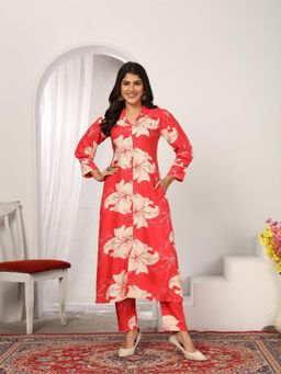 Odette - Pink Floral Collar Neck Co-ord Set