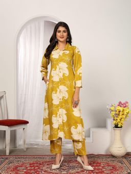 Odette - Yellow Floral Collar Neck Co-ord Set