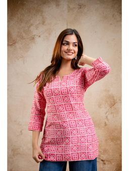 Surhi - Pink Printed Round Neck Tunic