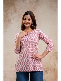 Surhi - Pink Floral Round Neck Tunic