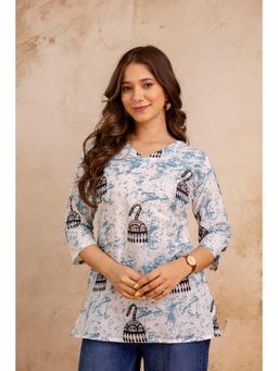 Surhi - White Tie & Dye V-Neck Tunic
