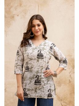 Surhi - Grey Tie & Dye V-Neck Tunic