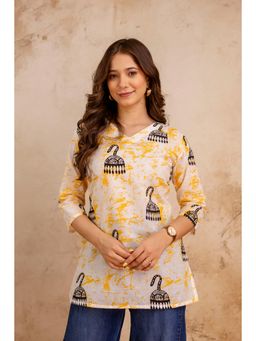 Surhi - Yellow Tie & Dye V-Neck Tunic