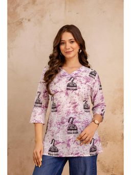 Surhi - Purple Tie & Dye V-Neck Tunic