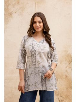 Surhi - Grey Tie & Dye V-Neck Tunic