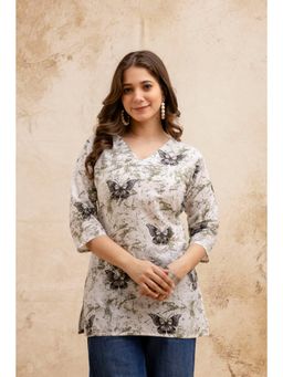 Surhi - Grey Tie & Dye V-Neck Tunic