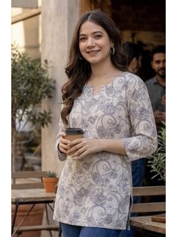 Surhi - Grey Paisley Round Neck Tunic