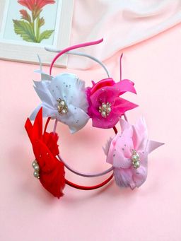 Accessher - Pearl Bow Hairband Combo Cute and Fancy Hair Accessories (Pack of 4)