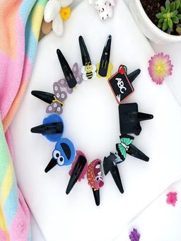 Accessher - Cartoon Insect Hair Clips Mini Tic Tac Pins and Side Clips Set (Pack of 6)