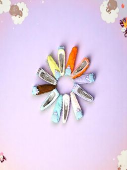 Accessher - Lollipop Motif Hair Clips Colourful Soft-Fabric Tic Tac Set (Pack of 6)